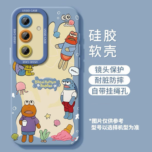Cute SpongeBob Bikini Bottom Neighbors Print Phone Case Cartoon Underwater Character Shockproof Soft Protective Cover For  Samsung