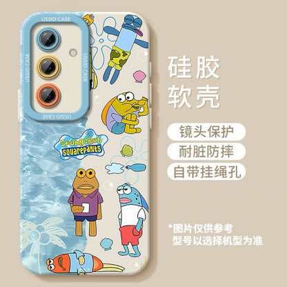 Cute SpongeBob Bikini Bottom Neighbors Print Phone Case Cartoon Underwater Character Shockproof Soft Protective Cover For  Samsung