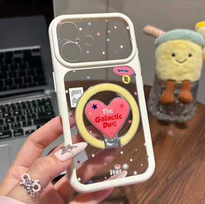 Adjustable Mirror Phone Kickstand Case, Sweet Star Design Compatible with iPhone Series, Support Vertical Reading & Horizontal Video Playback