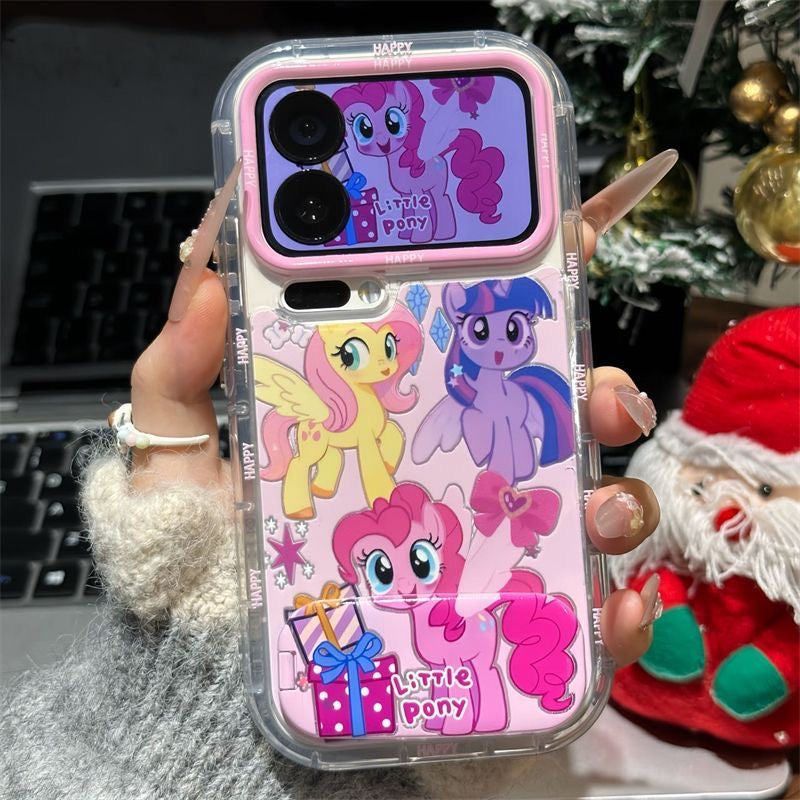 Kawaii Pink My Little Pony Printed Clear Phone Case, Cartoon Character Lens Protection Shockproof Transparent Phone Cover Compatible Cover With Iphone Series