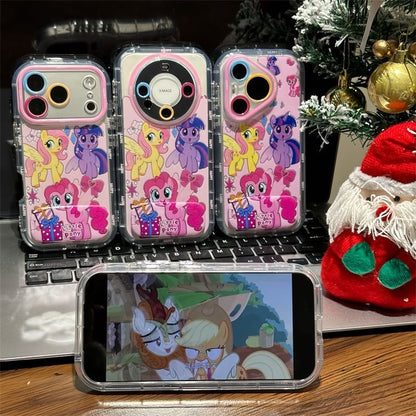Kawaii Pink My Little Pony Printed Clear Phone Case, Cartoon Character Lens Protection Shockproof Transparent Phone Cover Compatible Cover With Iphone Series