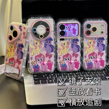 Kawaii Pink My Little Pony Printed Clear Phone Case, Cartoon Character Lens Protection Shockproof Transparent Phone Cover Compatible Cover With Iphone Series