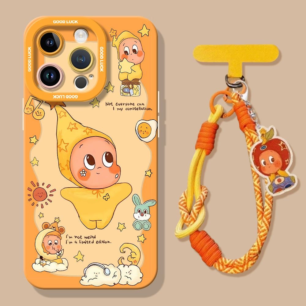 Cute Star Baby Cartoon Silicone Phone Case With Lanyard, Shockproof Full Camera Protective Soft Cover For iPhone  Kawaii Aesthetic Phone Strap Case