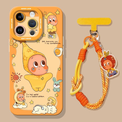 Cute Star Baby Cartoon Silicone Phone Case With Lanyard, Shockproof Full Camera Protective Soft Cover For iPhone  Kawaii Aesthetic Phone Strap Case