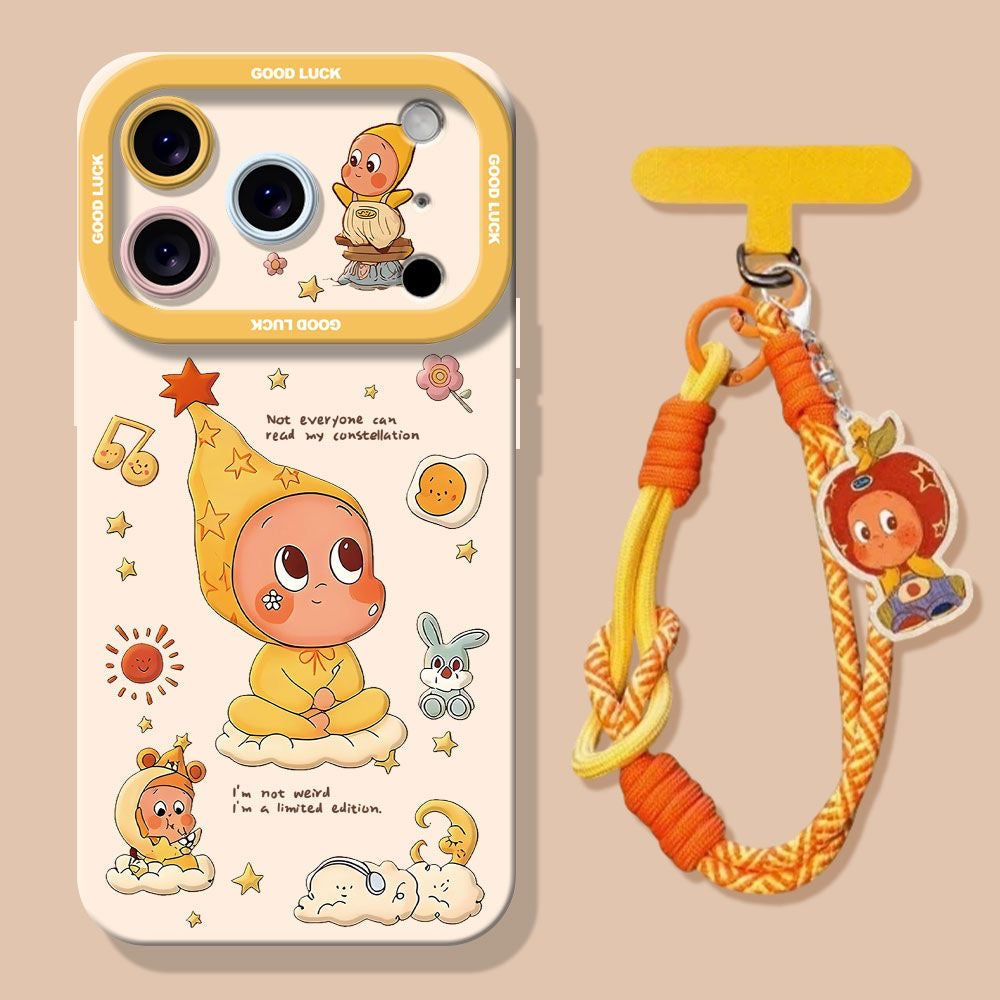 Cute Star Baby Cartoon Silicone Phone Case With Lanyard, Shockproof Full Camera Protective Soft Cover For iPhone  Kawaii Aesthetic Phone Strap Case