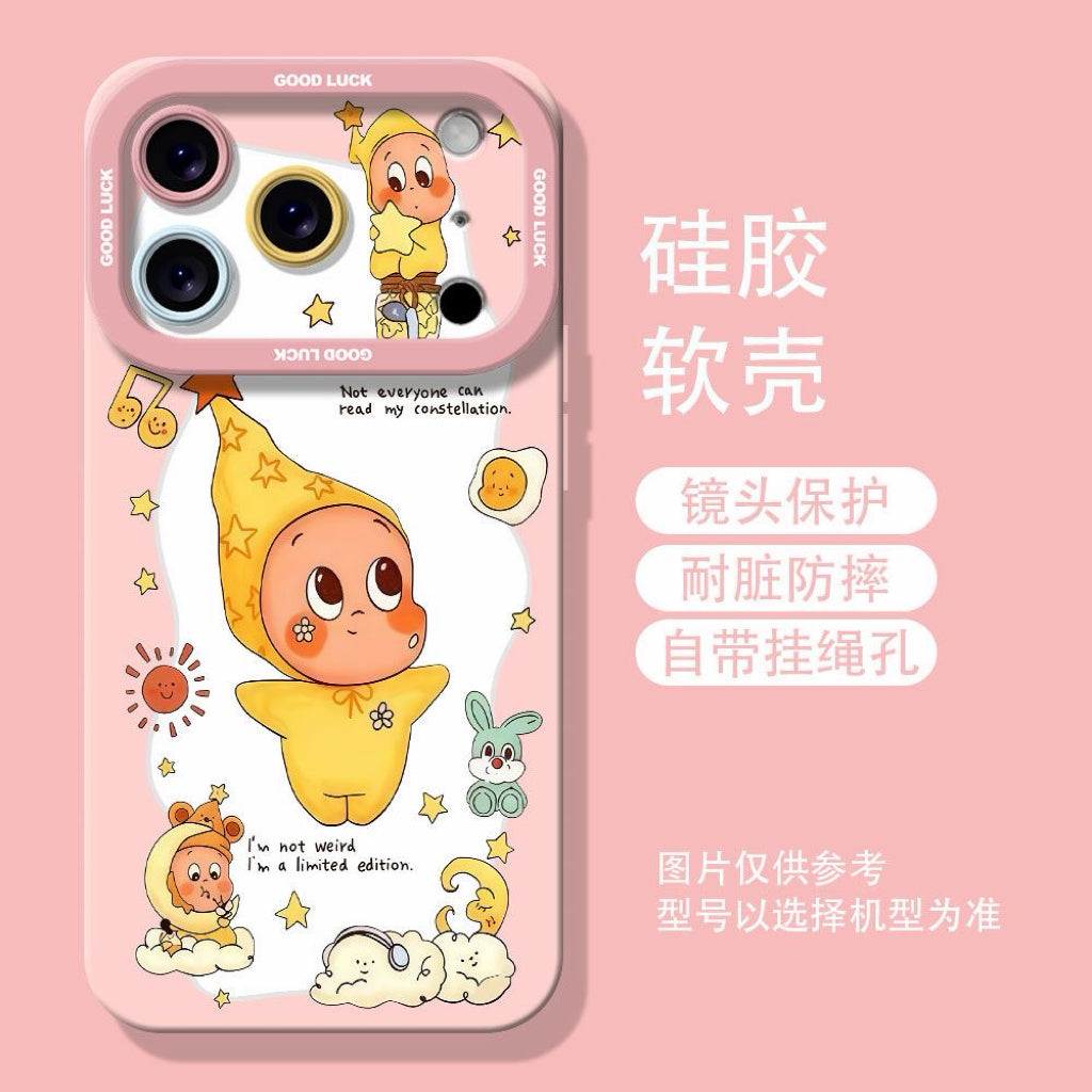 Cute Star Baby Cartoon Silicone Phone Case With Lanyard, Shockproof Full Camera Protective Soft Cover For iPhone  Kawaii Aesthetic Phone Strap Case