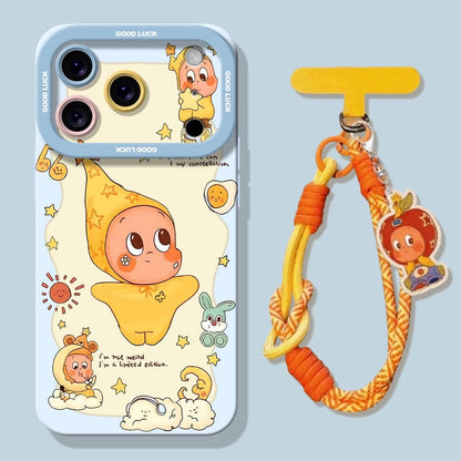 Cute Star Baby Cartoon Silicone Phone Case With Lanyard, Shockproof Full Camera Protective Soft Cover For iPhone  Kawaii Aesthetic Phone Strap Case