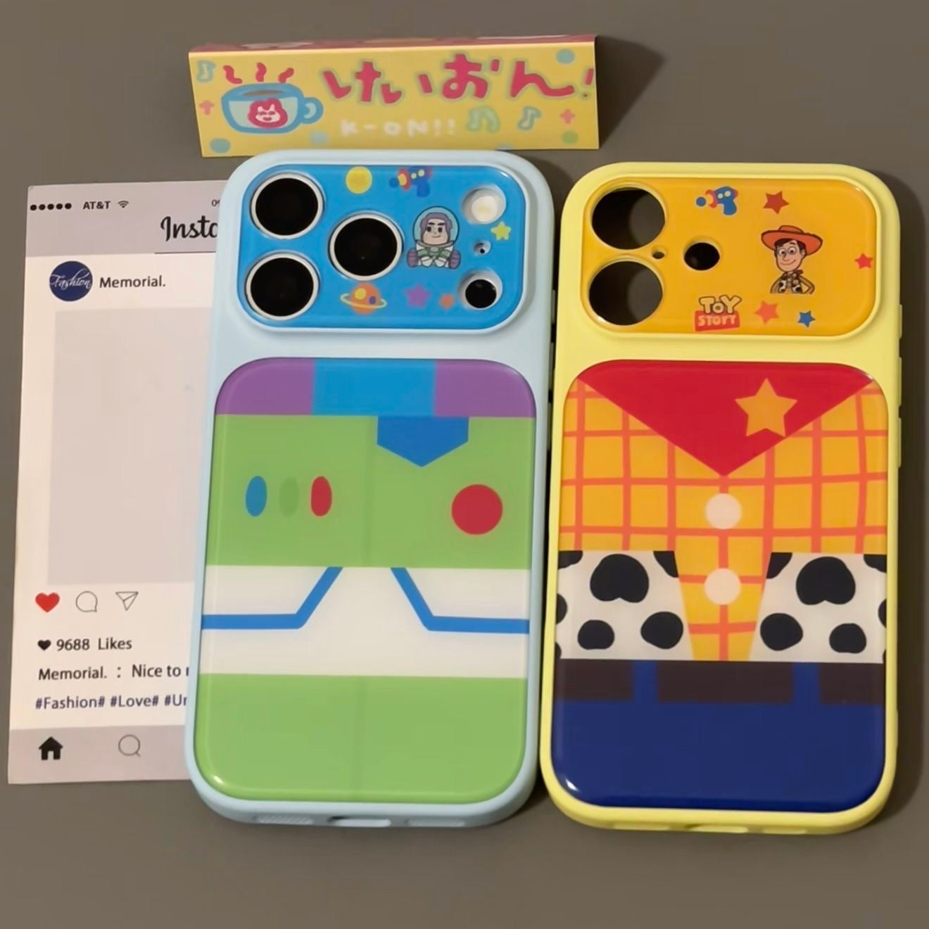 Color Block Toy Story Phone Case, Trendy Buzz & Woody Cartoon Lens Frame Anti-drop Shell For iPhone
