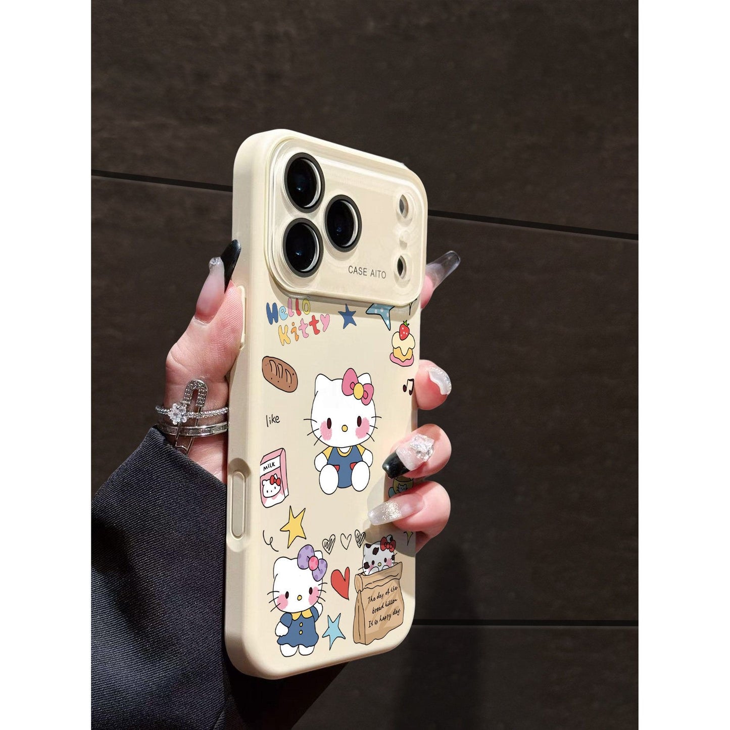 Cute  Hello Kitty Cartoon Print Phone Case Compatible With iPhone 15 14 13 12 11 Pro Max, Large Lens Window Anti-drop Soft Silicone Aesthetic Kawaii Kitty Protective Case Cover for Women Girls