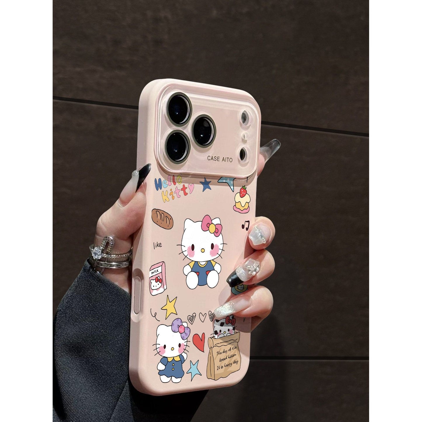 Cute  Hello Kitty Cartoon Print Phone Case Compatible With iPhone 15 14 13 12 11 Pro Max, Large Lens Window Anti-drop Soft Silicone Aesthetic Kawaii Kitty Protective Case Cover for Women Girls