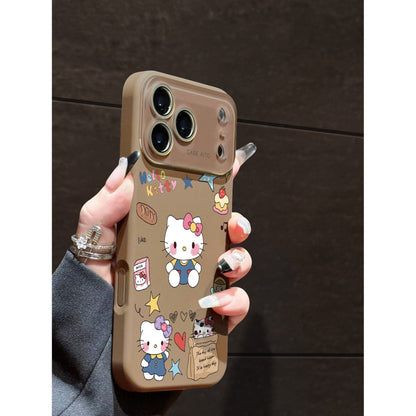 Cute  Hello Kitty Cartoon Print Phone Case Compatible With iPhone 15 14 13 12 11 Pro Max, Large Lens Window Anti-drop Soft Silicone Aesthetic Kawaii Kitty Protective Case Cover for Women Girls