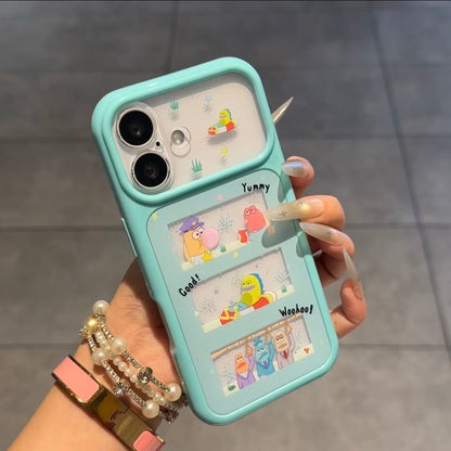 Kawaii SpongeBob Patrick Squidward  Phone Case Creative Transparent Window Shockproof Protective Case For iPhone Series