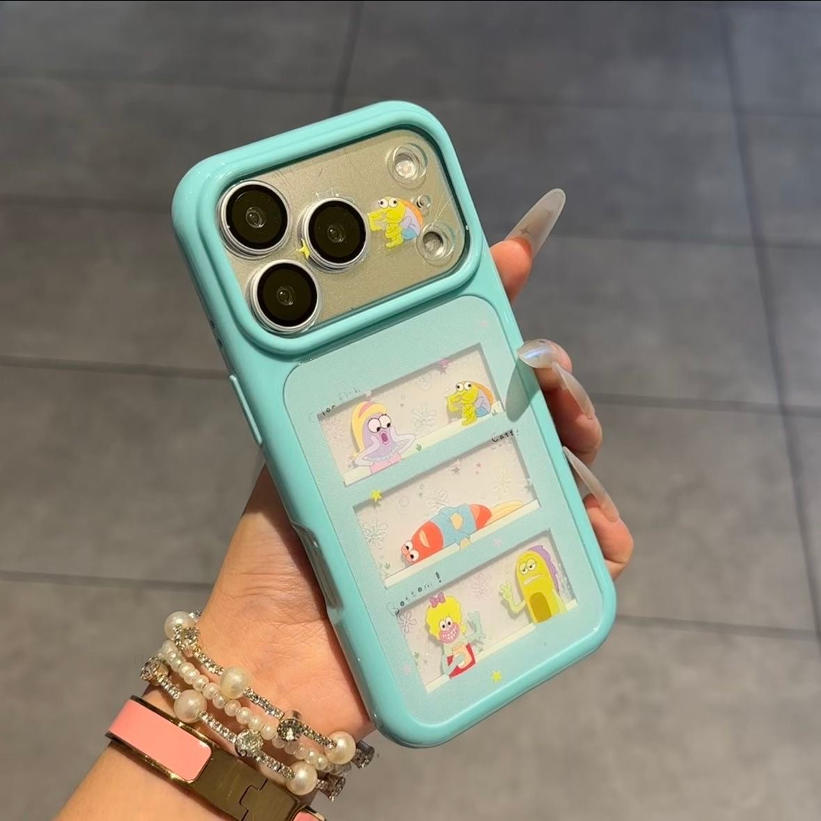 Kawaii SpongeBob Patrick Squidward  Phone Case Creative Transparent Window Shockproof Protective Case For iPhone Series