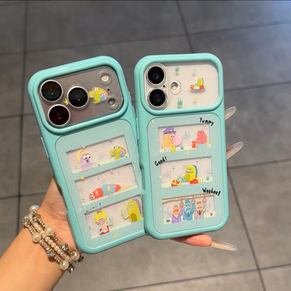 Kawaii SpongeBob Patrick Squidward  Phone Case Creative Transparent Window Shockproof Protective Case For iPhone Series