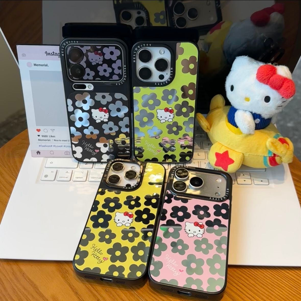 Kawaii Floral Hello Kitty Phone Case Large Camera Window Lens Protection Shockproof Soft Silicone Protective Cover For iPhone 16 15 14 13 12 11 Pro Max Multi Color Options For Women Girls