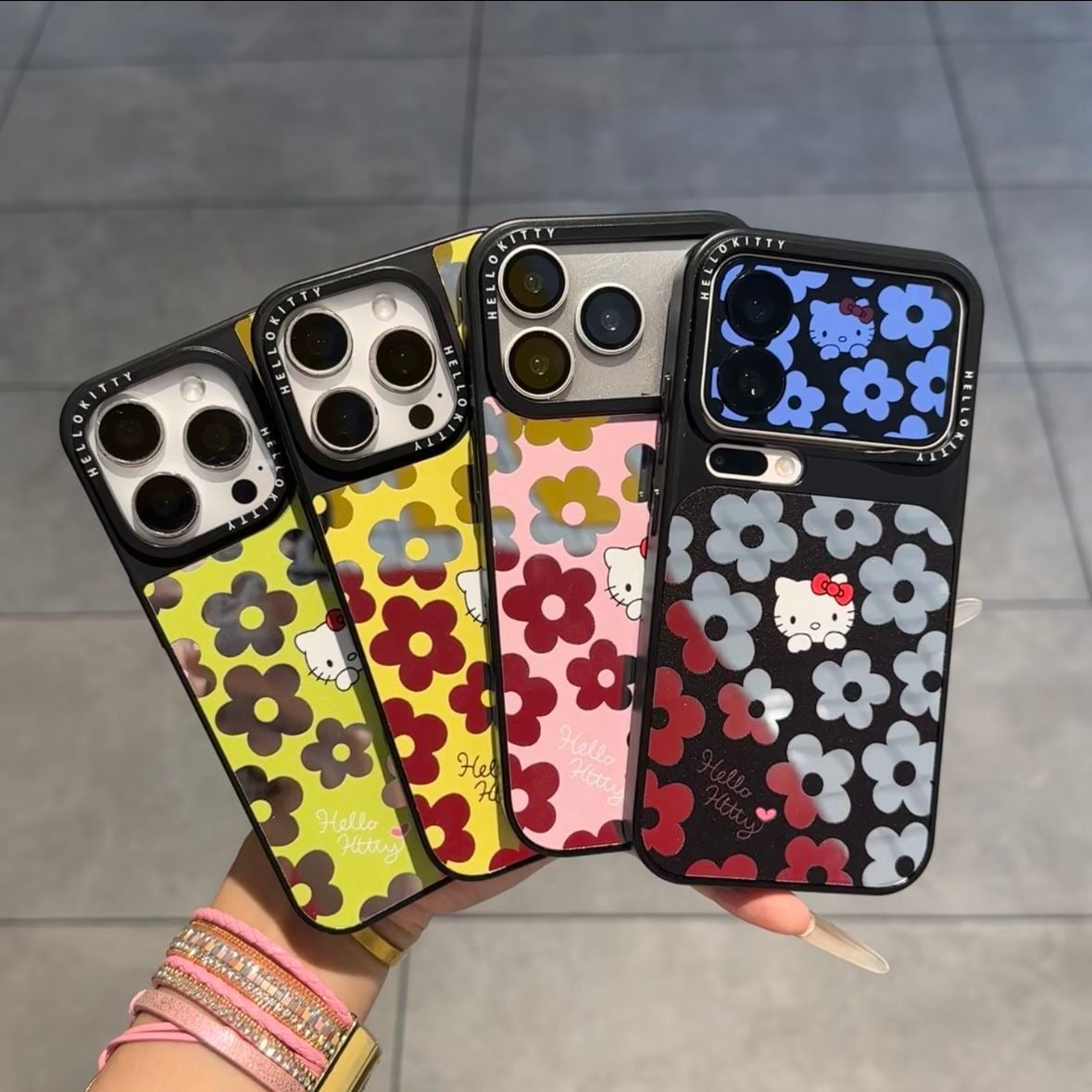 Kawaii Floral Hello Kitty Phone Case Large Camera Window Lens Protection Shockproof Soft Silicone Protective Cover For iPhone 16 15 14 13 12 11 Pro Max Multi Color Options For Women Girls