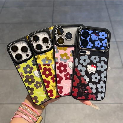 Kawaii Floral Hello Kitty Phone Case Large Camera Window Lens Protection Shockproof Soft Silicone Protective Cover For iPhone 16 15 14 13 12 11 Pro Max Multi Color Options For Women Girls