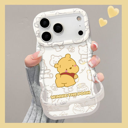 Lovely Winnie the Pooh & Honey Jar Print, Soft TPU Shockproof Cover With Detachable Hand Strap For iPhone