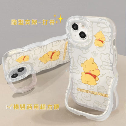 Lovely Winnie the Pooh & Honey Jar Print, Soft TPU Shockproof Cover With Detachable Hand Strap For iPhone