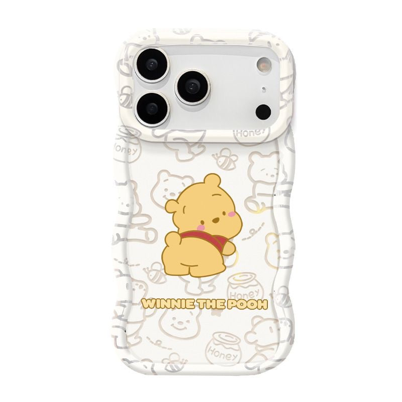 Lovely Winnie the Pooh & Honey Jar Print, Soft TPU Shockproof Cover With Detachable Hand Strap For iPhone