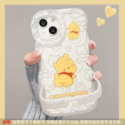 Lovely Winnie the Pooh & Honey Jar Print, Soft TPU Shockproof Cover With Detachable Hand Strap For iPhone