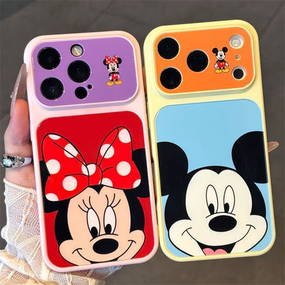 Two-Tone Color Block Cute Cartoon Disney Big Head Print Phone Case, Lens Frame Protective Anti-Drop Soft TPU Cover For Smartphones