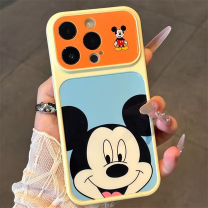 Two-Tone Color Block Cute Cartoon Disney Big Head Print Phone Case, Lens Frame Protective Anti-Drop Soft TPU Cover For Smartphones