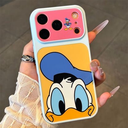 Two-Tone Color Block Cute Cartoon Disney Big Head Print Phone Case, Lens Frame Protective Anti-Drop Soft TPU Cover For Smartphones