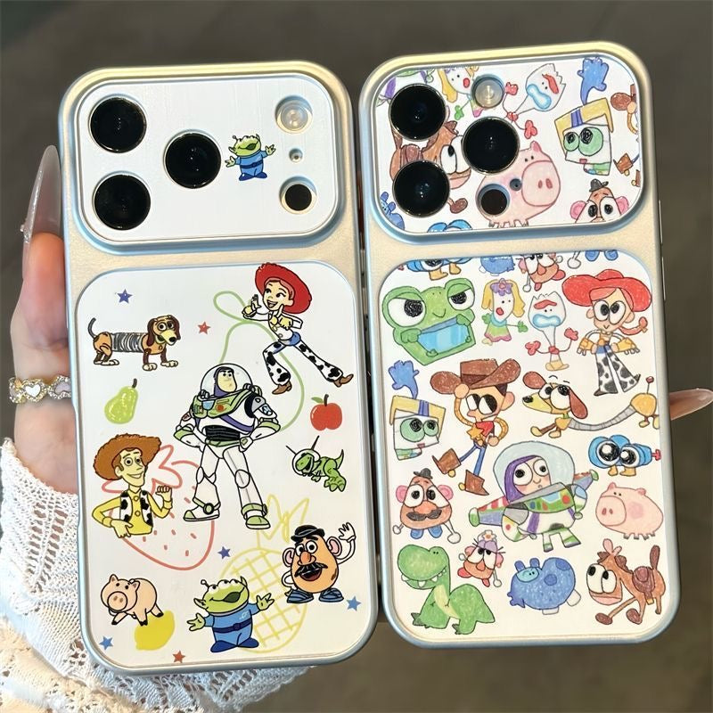 Cute Cartoon Toystory Collage Print Raised Lens Protective Shockproof Phone Case with Magnetic Option