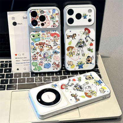 Cute Cartoon Toystory Collage Print Raised Lens Protective Shockproof Phone Case with Magnetic Option