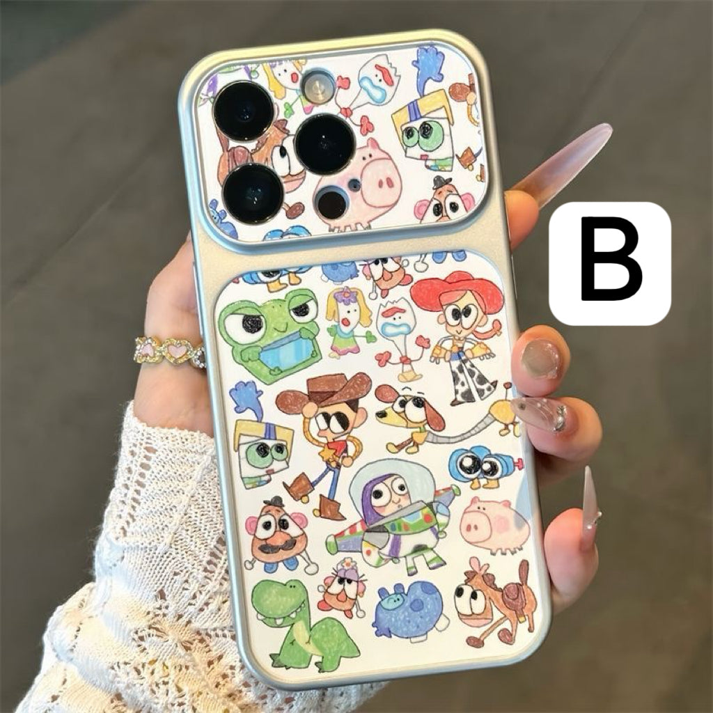 Cute Cartoon Toystory Collage Print Raised Lens Protective Shockproof Phone Case with Magnetic Option