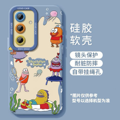 Cute SpongeBob Bikini Bottom Neighbors Print Phone Case Cartoon Underwater Character Shockproof Soft Protective Cover For  Samsung