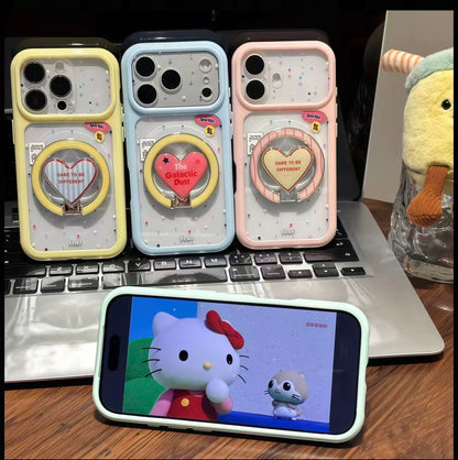 Adjustable Mirror Phone Kickstand Case, Sweet Star Design Compatible with iPhone Series, Support Vertical Reading & Horizontal Video Playback